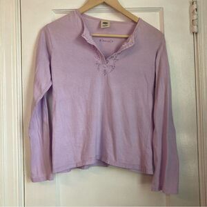 Vintage Y2K Old Navy Lavender Embellished Cotton Henley